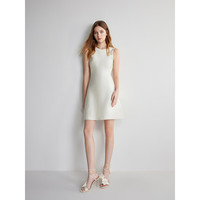 欧时力 丝光小黑裙2024新夏白裙短款礼服无袖连衣裙 米白 M