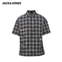 杰克琼斯 奥特莱斯袖衬衫夏男士潮流帅气格纹衬衫上衣衬衣男士上衣