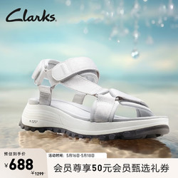 Clarks 其樂 城市戶外系列女鞋2023夏季新款時尚潮流舒適沙灘涼鞋 白色261705764 38