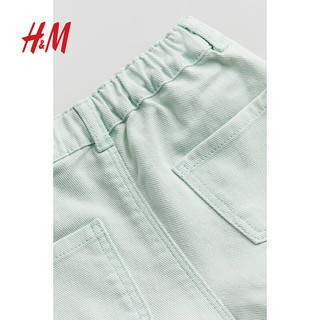 H&M童装女婴儿童牛仔裤夏季棉质松紧腰舒适时髦可爱短裤1223406 浅薄荷绿 110/50