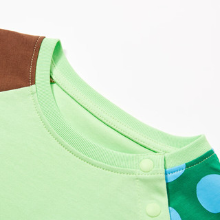 马骑顿（MQD）MQD童装男小童短袖T恤2024夏季撞色体恤儿童宽松百搭萌趣上衣 豆绿 90cm