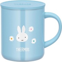 THERMOS 膳魔师 不锈钢马克杯保温简约可爱带盖牛奶杯咖啡杯 JDG-350B-LB蓝色小白兔