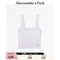 Abercrombie & Fitch 女装 24春夏基本款美式风小麋鹿时尚条纹辣妹背心 359014-1 白色条纹 S (165/92A)