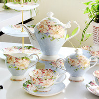 品来运 欧式茶具套装骨瓷英式下午茶茶具陶瓷整套红茶杯带托盘咖啡杯碟 14件