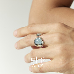 520爱自己 回予A.n.Z蓝色水滴玉石戒指女原创设计东方高级感