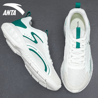 ANTA 安踏 跑步鞋男鞋白绿2024夏季官网新款网面透气减震防滑软底运动鞋