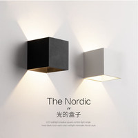 卡梦尔卧室床头灯LED北欧简约客厅过道楼梯装饰室内电视背景墙壁灯 10*10CM黑色6Ｗ暖光