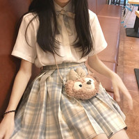 【JK制服】JK制服套装学院风格裙水手裙全套百褶裙女学系不良少女正统校服童女 柠檬海盐+领结+短袖衬衫 M【尺码偏小】