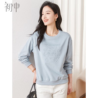 初申春秋卫衣女圆领宽松显瘦生肖龙压花百搭休闲上衣S13KW1094 L