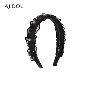 AJIDOU阿吉豆优雅时尚珍珠发箍 黑色 内直径12cm宽3cm