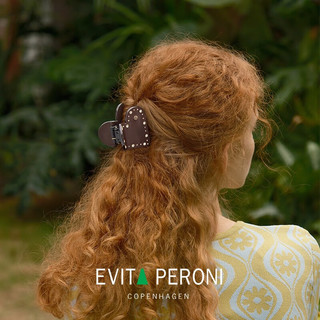 依慧达（Evita Peroni ）后脑勺发夹爱心形抓夹中号发卡头饰女  焦糖棕
