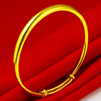 千影珠宝黄金手镯9999足金女款光面推拉款真金素圈素金镯子按克 约13.35-13.7g(含工费30)
