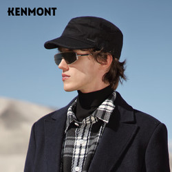 KENMONT 卡蒙 km-2528 帽子男平顶帽户外春秋帽子纯色鸭舌帽英伦休闲帽 黑色