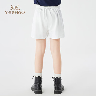 英氏（YEEHOO）女童裤子儿童短裤中大童装休闲裤学院海军风时尚夏装 白色 160