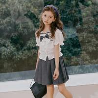 follow me 富罗迷 女童套装夏季学院风jk制服儿童衬衣百褶裙两件套