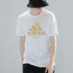 adidas 阿迪達斯 男式短袖大LOGO簡約時尚圓領夏季運動T恤