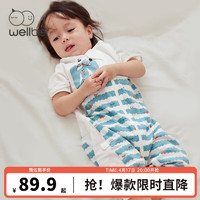 Wellber 威爾貝魯 嬰兒睡袋  透氣七分袖分腿睡袍