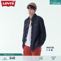 Levi's【同款】李维斯24春夏牛仔长袖衬衫蓝色时尚休闲 复古深蓝色 L