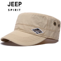 Jeep 吉普 帽子男士夏季速干遮阳平顶帽中年鸭舌帽大码大头围冰丝薄款棒球帽 卡其色 可调节56-61厘米