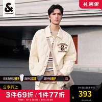 杰克·琼斯（JACK&JONES）冬季男装潮流保暖夹克外套宽松百搭翻领格纹轻薄羽绒服男士 米白色-A03 175/96A/M