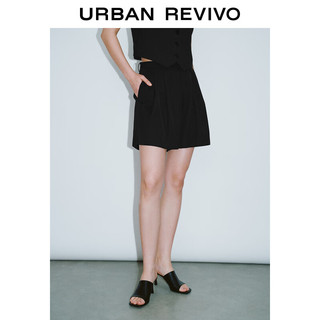 URBAN REVIVO 女士简约百搭利落通勤宽松西装短裤 UWG640057 正黑 L