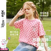 ASK junior ASKjunior女童T恤2024夏薄款儿童棋盘格跑步短袖