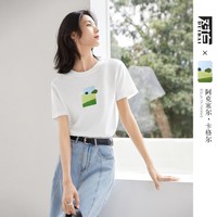 DUIBAI 对白 2024年夏装清爽数码直喷印花女式短袖T恤