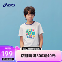 asics/亚瑟士童装2024年夏吸湿速干遮热抗菌趣味棉感短袖T恤 10本白 140cm