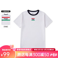 Kappa Kids卡帕儿童夏季短袖印花图案舒适简约百搭男女童T恤校园上衣 白色   130