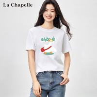 La Chapelle 短袖T恤女2024夏季新款可爱卡通宽松时尚圆领上衣打底衫