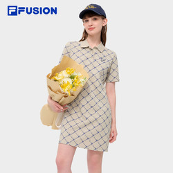 FILA 斐乐 FUSION斐乐潮牌连衣裙女2024夏季新款POLO连身裙老花长裙子