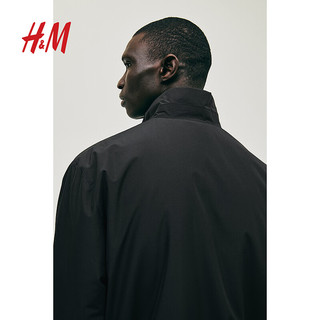 H&M男装2024春季CleanFit简约质感潮流标准版型棉服1208290 黑色 180/116