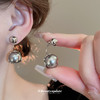Trendolla 925银针圆形珍珠耳环感简约时尚气质耳钉通勤设计感新款 圆形珍珠耳环-银色
