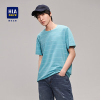 HLA 海澜之家 短袖T恤男多色可选短袖 雾霾绿条纹U8 170/88A(M)
