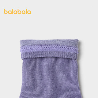 巴拉巴拉儿童袜子夏季男女童棉袜中筒袜纯色舒适小童中大童五双装 紫色调00477 160cm