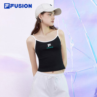 FILA FUSION斐乐潮牌欧阳娜娜同款女子针织背心2024夏季时尚休闲 正黑色-BK 160/80A/S