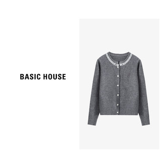 Basic House/百家好春季小香风轻奢百搭毛衣针织衫B0624H5D722 灰色 S80-105斤