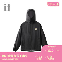 :CHOCOOLATE it 男装拉链连帽夹克2024春季休闲户外风M004890 BKX/黑色 L