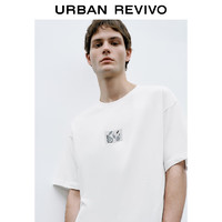 URBAN REVIVO UR夏季新款男装时尚简约休闲印花棉质圆领短袖T恤UMF432102 本白 L