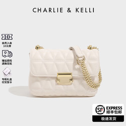 CHARLIE&KELLI CK品牌包包女包2024新款轻奢侈品牌链条菱格小方包单肩斜挎包 白色
