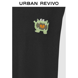 URBAN REVIVO 男士休闲趣味卡通毛巾绣无袖背心 UML440102 正黑 S