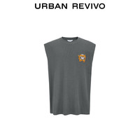URBAN REVIVO 男士休闲趣味卡通毛巾绣无袖背心 UML440102 中灰 L