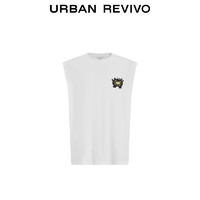 URBAN REVIVO 男士休闲趣味卡通毛巾绣无袖背心 UML440102 本白 S