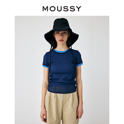 MOUSSY 摩西 春季新品多巴胺色系撞色基础款短袖T恤010GS780-1180