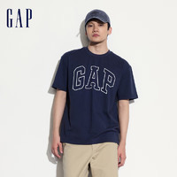 Gap 盖璞 男士撞色logo圆领短袖T恤 544465 藏青色 XL