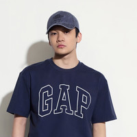 Gap 盖璞 男士撞色logo圆领短袖T恤 544465 藏青色 XL