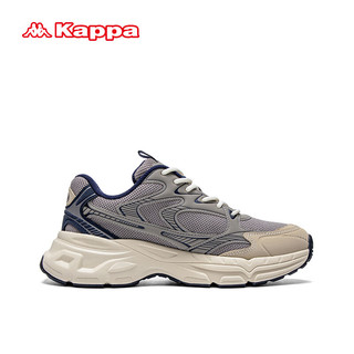 卡帕（Kappa）老爹鞋男子运动休闲跑步鞋 岩脊灰/卡其/舰长蓝 35