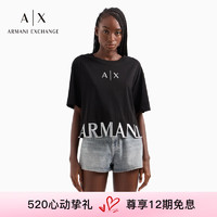 阿玛尼ARMANI EXCHANGE24春夏AX女装落肩镂空字母饰边T恤