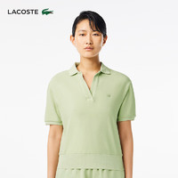 LACOSTE法国鳄鱼女装24夏季时尚短款纯色舒适短袖POLO衫|DF7185 IP8/浅绿色 36 /160