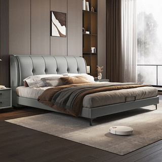 费杰罗 皮床卧室双人床现代简约 主卧软靠1.5米皮床卧室婚床大床 387# 1.5米单床（颜色留言）